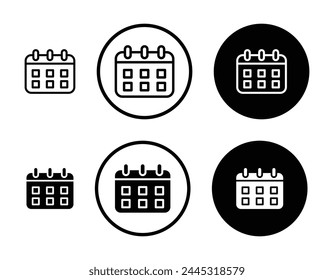Conjunto de iconos de calendario. Símbolo de fecha de evento. Icono de Vector para App y Sitios web adecuado para diseños de UI.