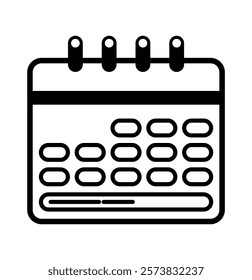 Calendar Icon Set. Features editable time management symbols. Includes icons for months, days, weeks, reminders, and more. Perfect for websites, and apps related to scheduling, planning, and events.