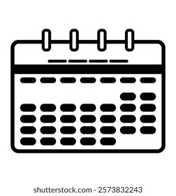 Calendar Icon Set. Features editable time management symbols. Includes icons for months, days, weeks, reminders, and more. Perfect for websites, and apps related to scheduling, planning, and events.