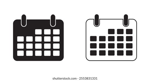 Calendar icon set flat style design. Calendar symbol. Calendar silhouette isolated. Date symbol. Vector illustration