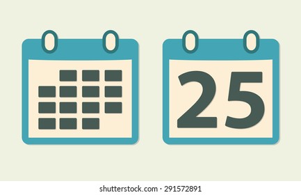 Calendar icon set in flat style. Colorful vector illustration.