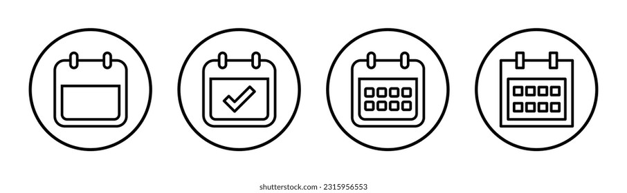 Calendar icon set illustration. Calender sign and symbol. Schedule icon symbol