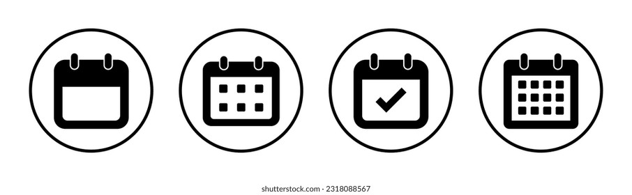 Calendar icon set illustration. Calender sign and symbol. Schedule icon symbol