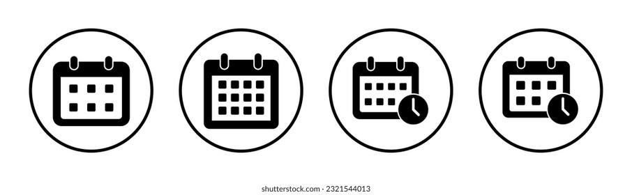 Calendar icon set illustration. Calender sign and symbol. Schedule icon symbol