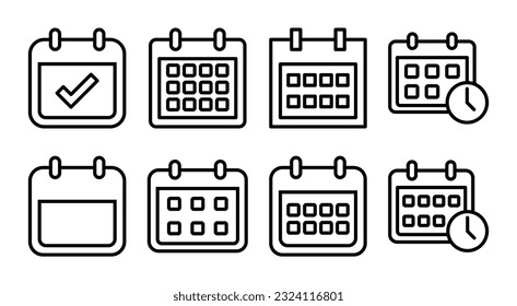 Calendar icon set illustration. Calender sign and symbol. Schedule icon symbol