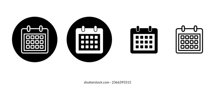 Calendar icon set illustration. Calender sign and symbol. Schedule icon symbol