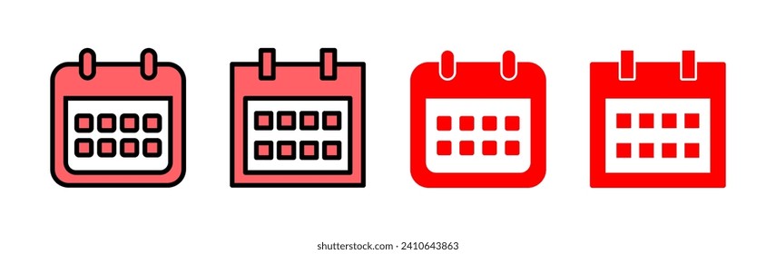Calendar icon set illustration. Calender sign and symbol. Schedule icon symbol