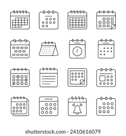 Conjunto de iconos de calendario aislado en blanco