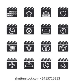 Calendar icon set isolated on white