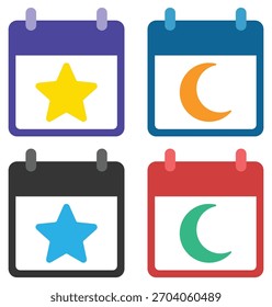 Calendar icon set isolated on white background.