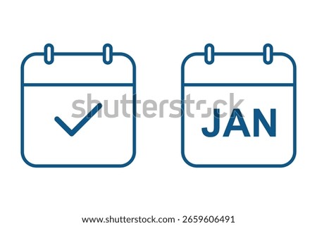 Calendar icon set. Line calendar set. Month calendar in line. Calendar line icon. Planner symbol. Outline calendars icon set. Editable stroke. Vector illustration. 