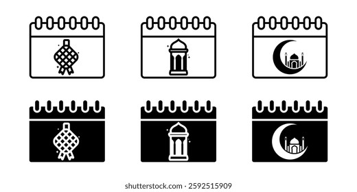 Calendar icon set. for mobile concept and web design on white background