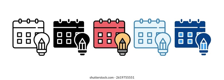 Conjunto de iconos de calendario Colección de estilos múltiples