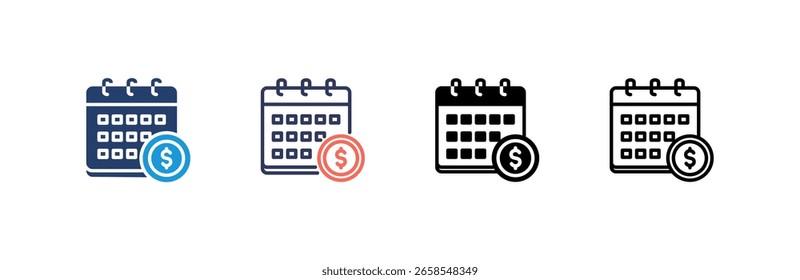 Calendar icon set multiple style collection