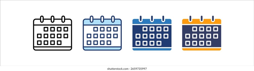 Calendar Icon Set Multiple Style Collection
