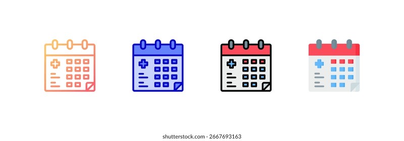 Conjunto de iconos de calendario colección de estilos múltiples