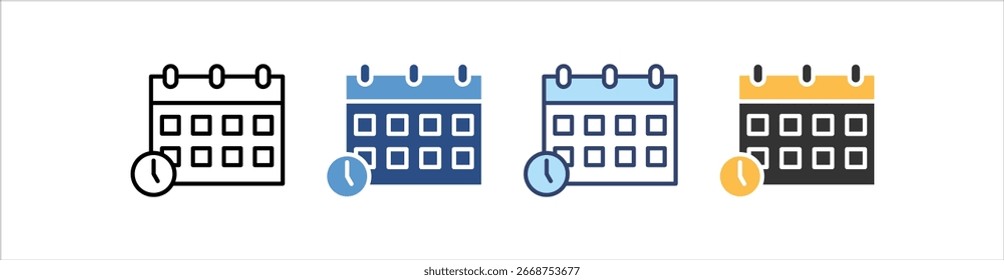 Conjunto de iconos de calendario Colección de estilos múltiples
