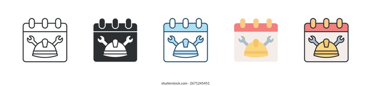 Conjunto de iconos de calendario Colección de estilos múltiples