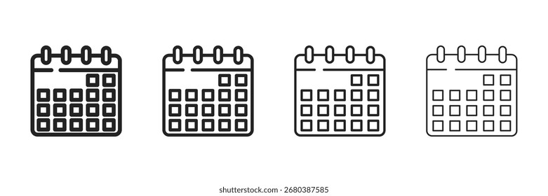 Calendar Icon Set Multiple Style Vector Illustration