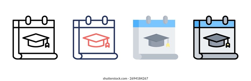 Calendar icon set multiple style collection