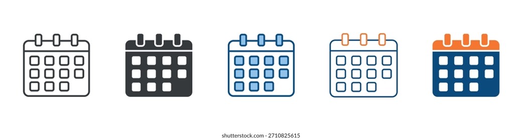 Conjunto de iconos de calendario Colección de estilos múltiples