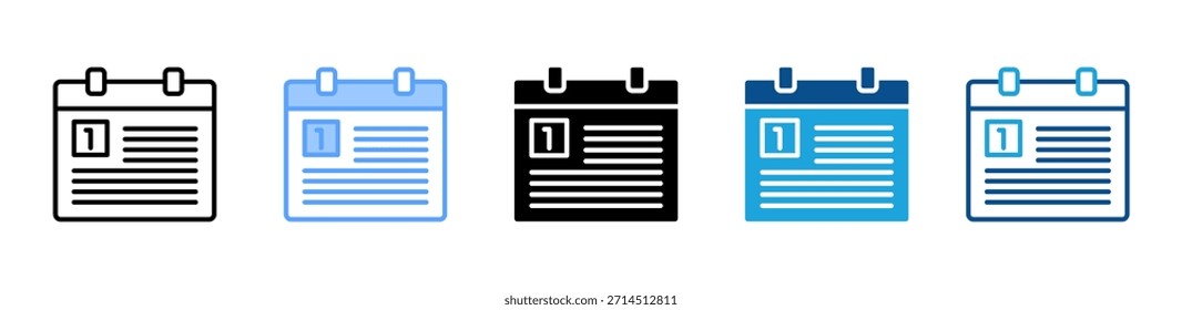 Calendar icon set multiple style collection
