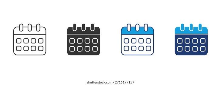 Conjunto de iconos de calendario Colección de estilos múltiples