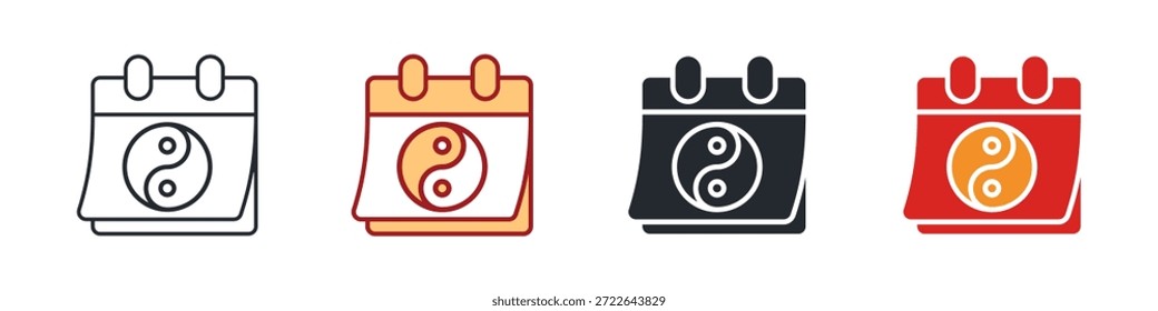Calendar Icon Set Multiple Style. Designed In Outline, Blue, Glyph, Dual Tone