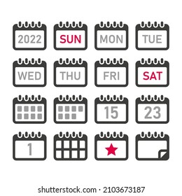 Calendar Icon Set on White Background. Vector