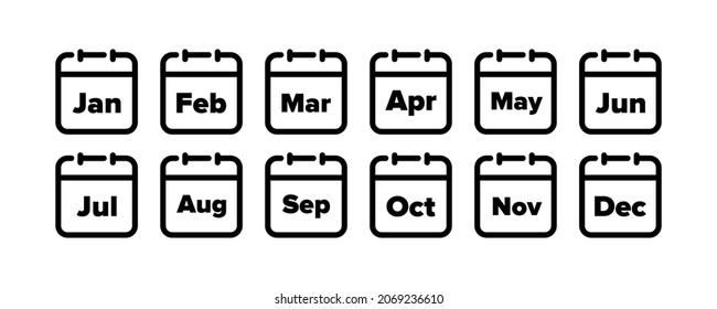 Calendar icon set. Planner, deadline. Vector EPS 10. Isolated on white background.