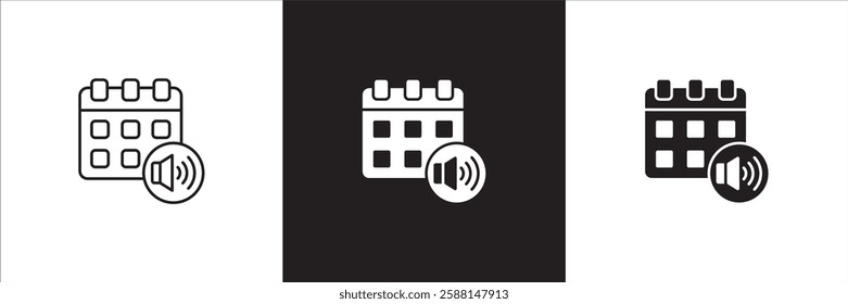 Calendar icon set. Planner icons. Event alert icon. Symbol of organizer, reminder, agenda, schedule. Vector stock illustration thin line design.