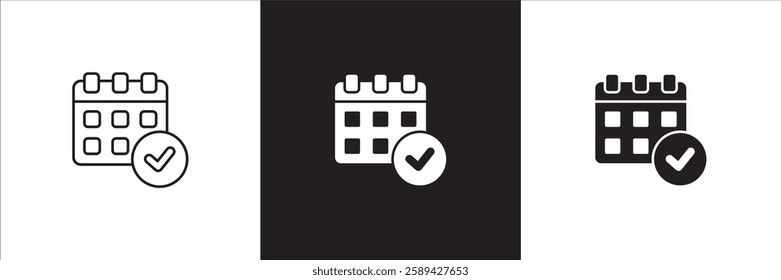 Calendar icon set. Planner icons. Event alert icon. Symbol of organizer, reminder, agenda, schedule. Vector stock illustration thin line design.