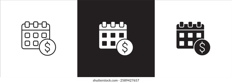 Calendar icon set. Planner icons. Event alert icon. Symbol of organizer, payday,reminder, agenda, schedule. Vector stock illustration thin line design.