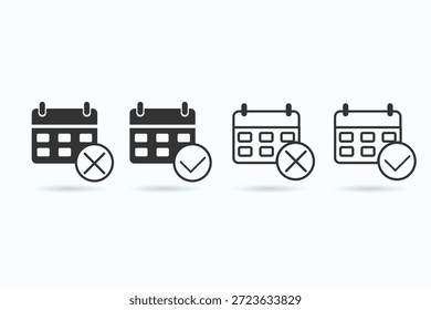 Conjunto de ícones de calendário representando programação, planejamento e gerenciamento de tempo. Adequado para aplicativos, interfaces de negócios, lembretes e ferramentas de produtividade.