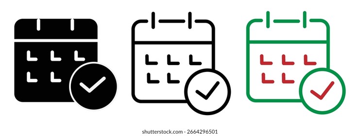Kalendersymbolsatz. Symbol "Zeitplan". Enthält Symbole für Datum, Zeitplan, Monat, Woche, Termin, Tagesordnung, Organisation und Veranstaltung.