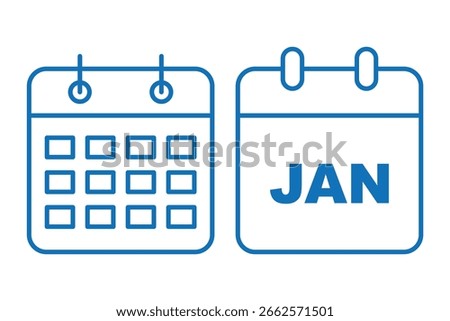 Calendar icon set. Schedule icon symbol. Solid icon collection. Vector illustration.