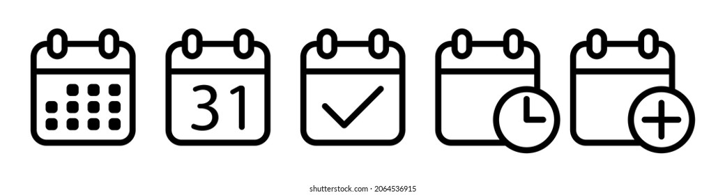 Calendar icon set simple design