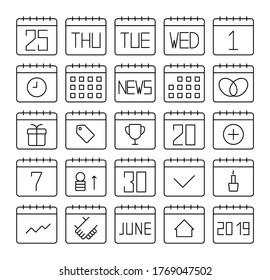 Calendar icon set. Simple vector illustration pack