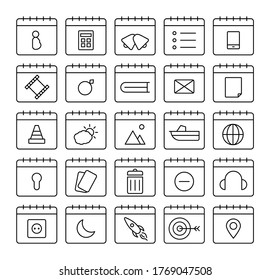 Calendar icon set. Simple vector illustration pack