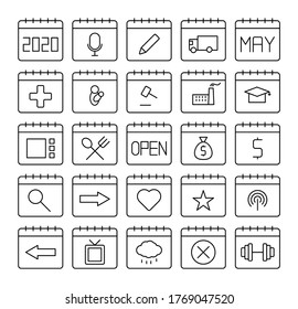 Calendar icon set. Simple vector illustration pack