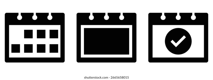 Conjunto de iconos de calendario. Símbolo de calendario. Iconos de calendario y planificador . Símbolos de tiempo, estrella, fecha de adición y evento en estilo plano.