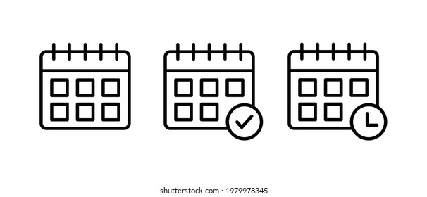 Juego de iconos de calendario, vector Símbolo de calendario