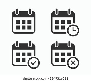 Calendar icon set. Calendar symbol. Calendar vector icon pack on white background