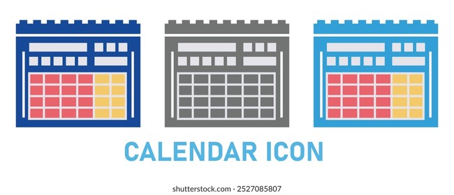 Conjunto de iconos de calendario, Vector de símbolos de calendario, color de icono de calendario o ilustración de logotipo 