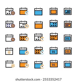 calendar icon set. Calendar symbol. calendar vector icon. important times or anniversaries. mixed design style. vector design template