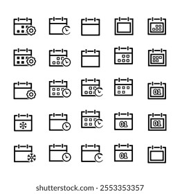 calendar icon set. Calendar symbol. calendar vector icon. important times or anniversaries. line design style. vector design template