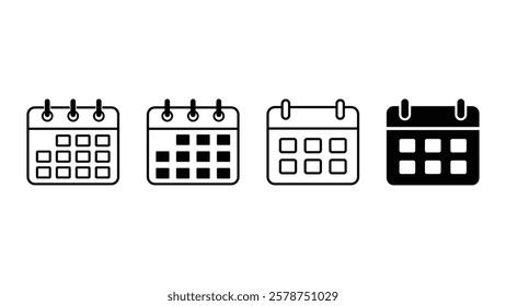 Calendar icon set. Calendar symbol. calendar vector icon. Date and schedule symbols