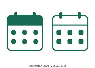 Calendar icon set. Calendar symbol. Calendar vector icon. Calendar sign and symbol. Schedule icon symbol.  