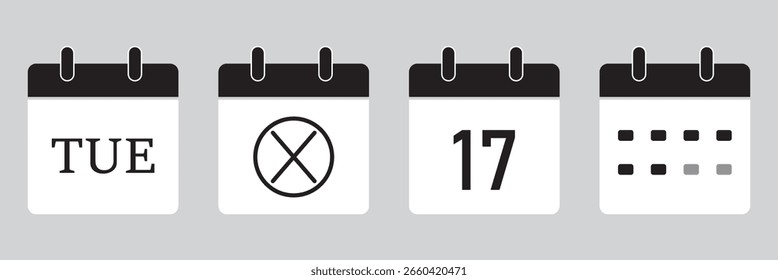 Calendar icon set. Calendar symbol. Calendar vector icon variety design. EPS 10	