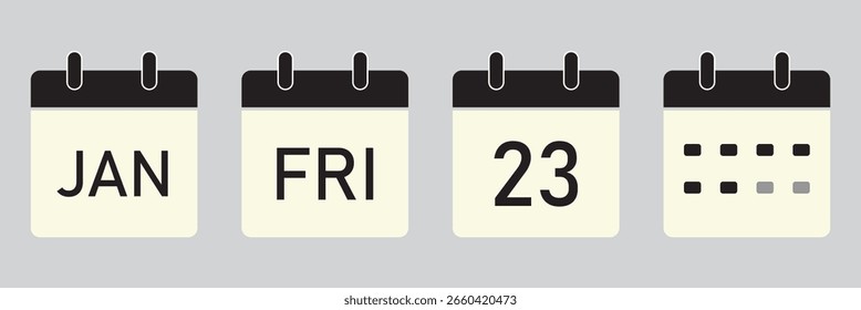 Kalendersymbolsatz. Kalendersymbol. Kalender, Vektorsymbol, Variantendesign. EPS 10	
